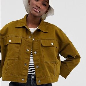 Weekday tenille denim jacket in khaki new w tags